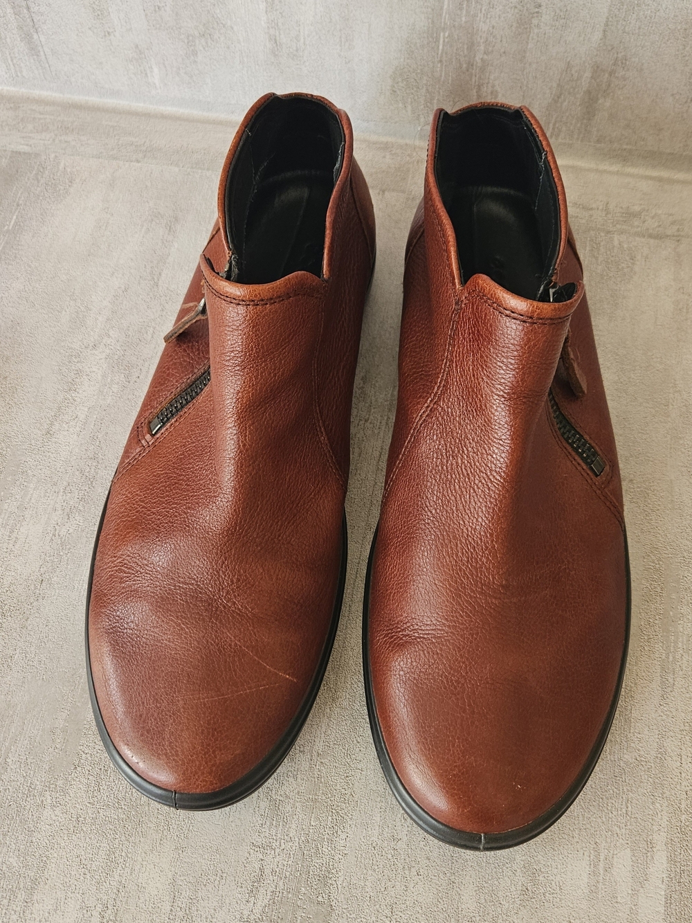 ECCO Soft 7 Cognac Brown Leather Zip Ankle Booties Size 40 / US 9 - Picture 5 of 16